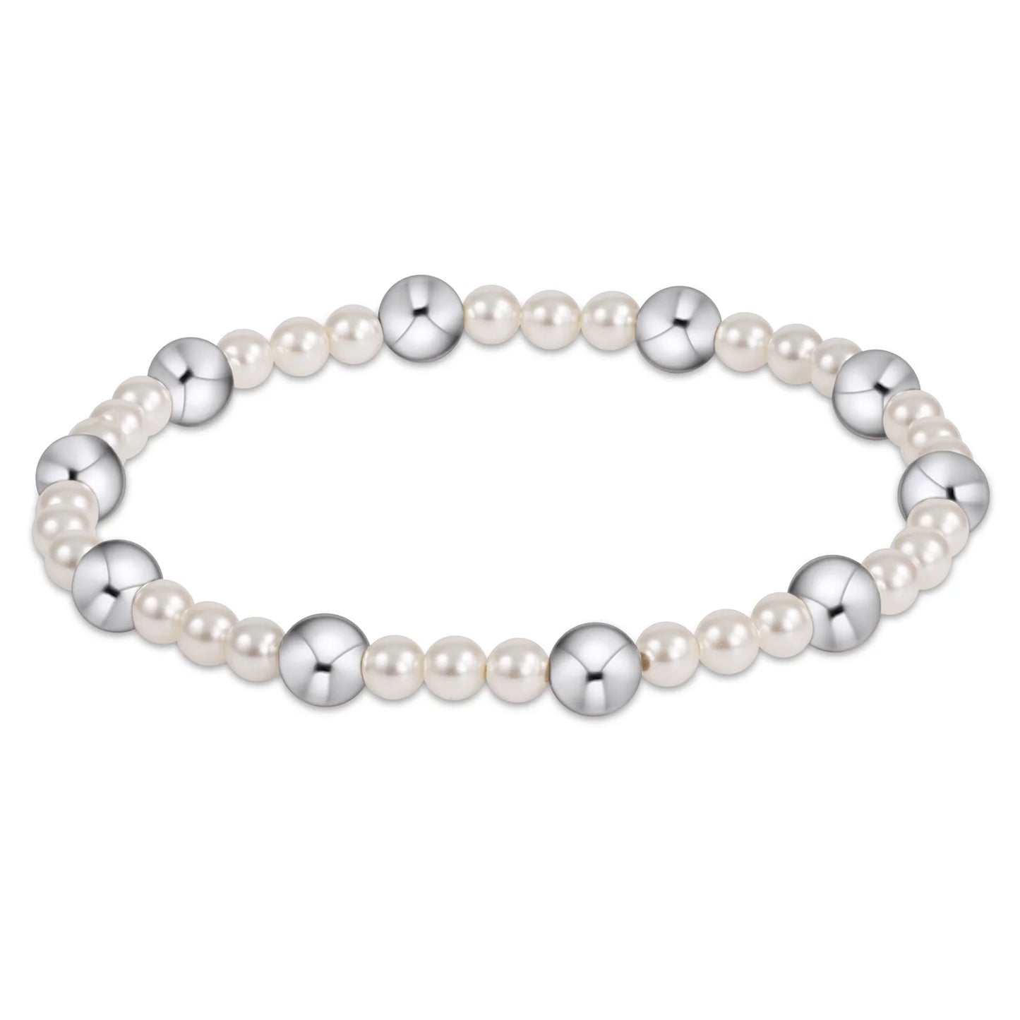 Pearl Sincerity Pattern 4mm Bead Bracelet - 6mm Sterling