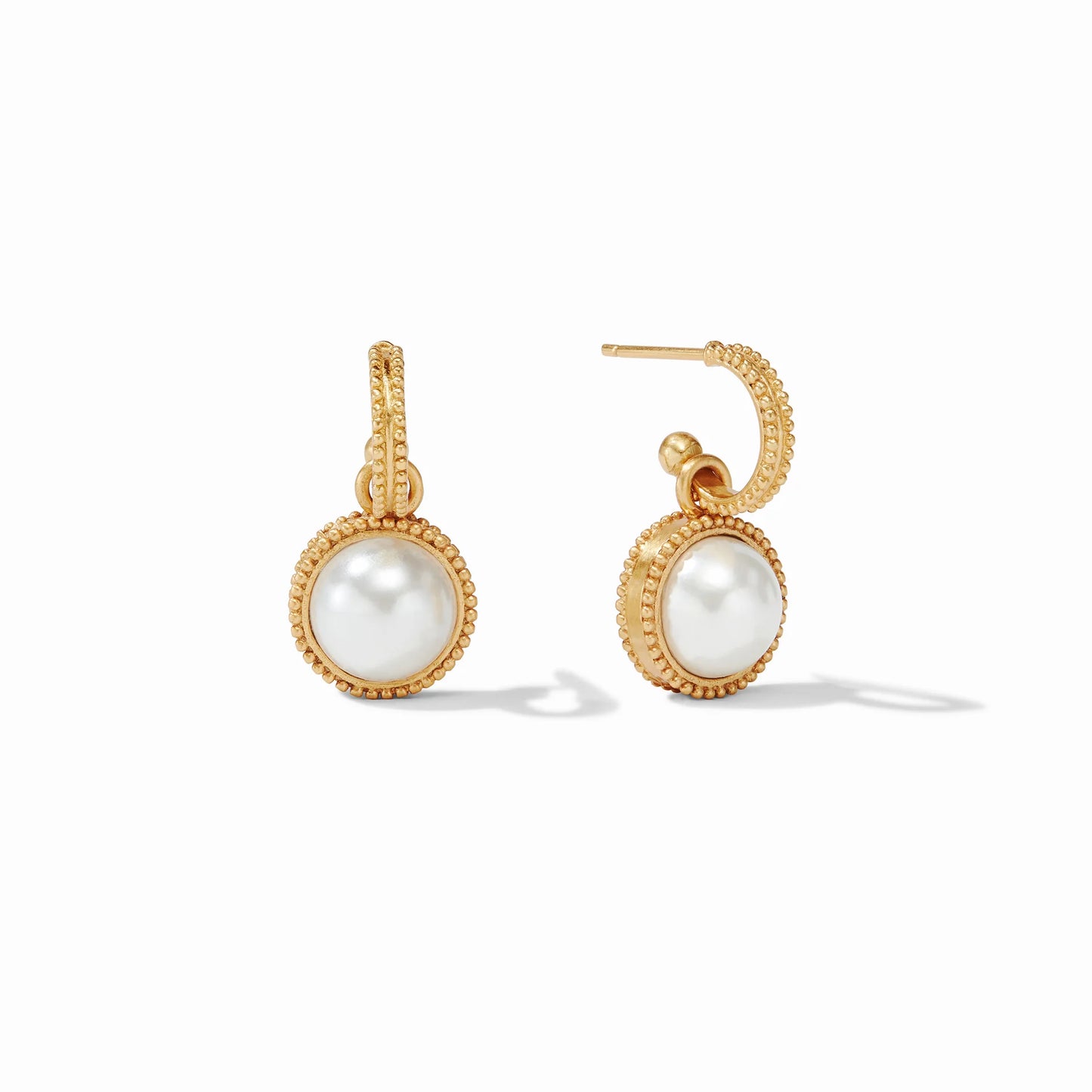 Fleur-de-Lis Hoop & Charm Earring- Pearl