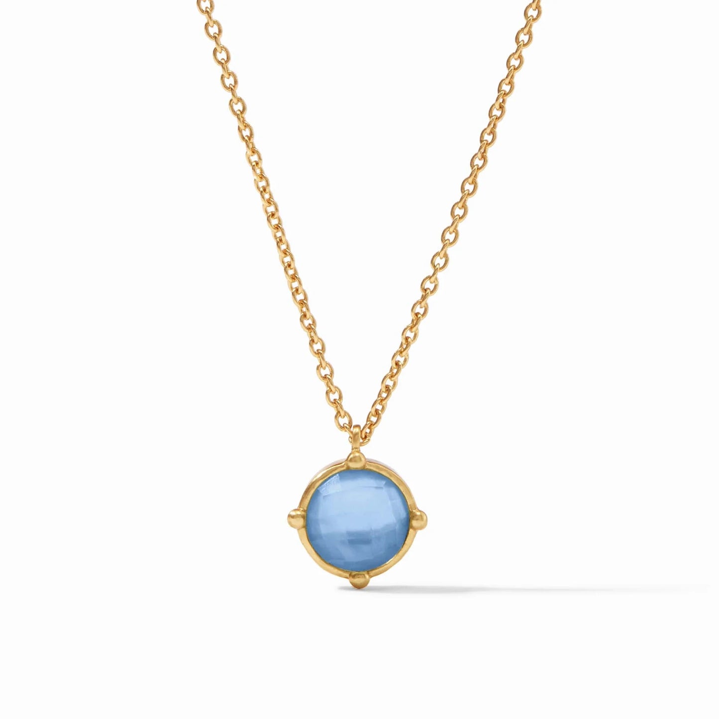 Honeybee Solitaire Necklace- Iridescent Chalcedony Blue