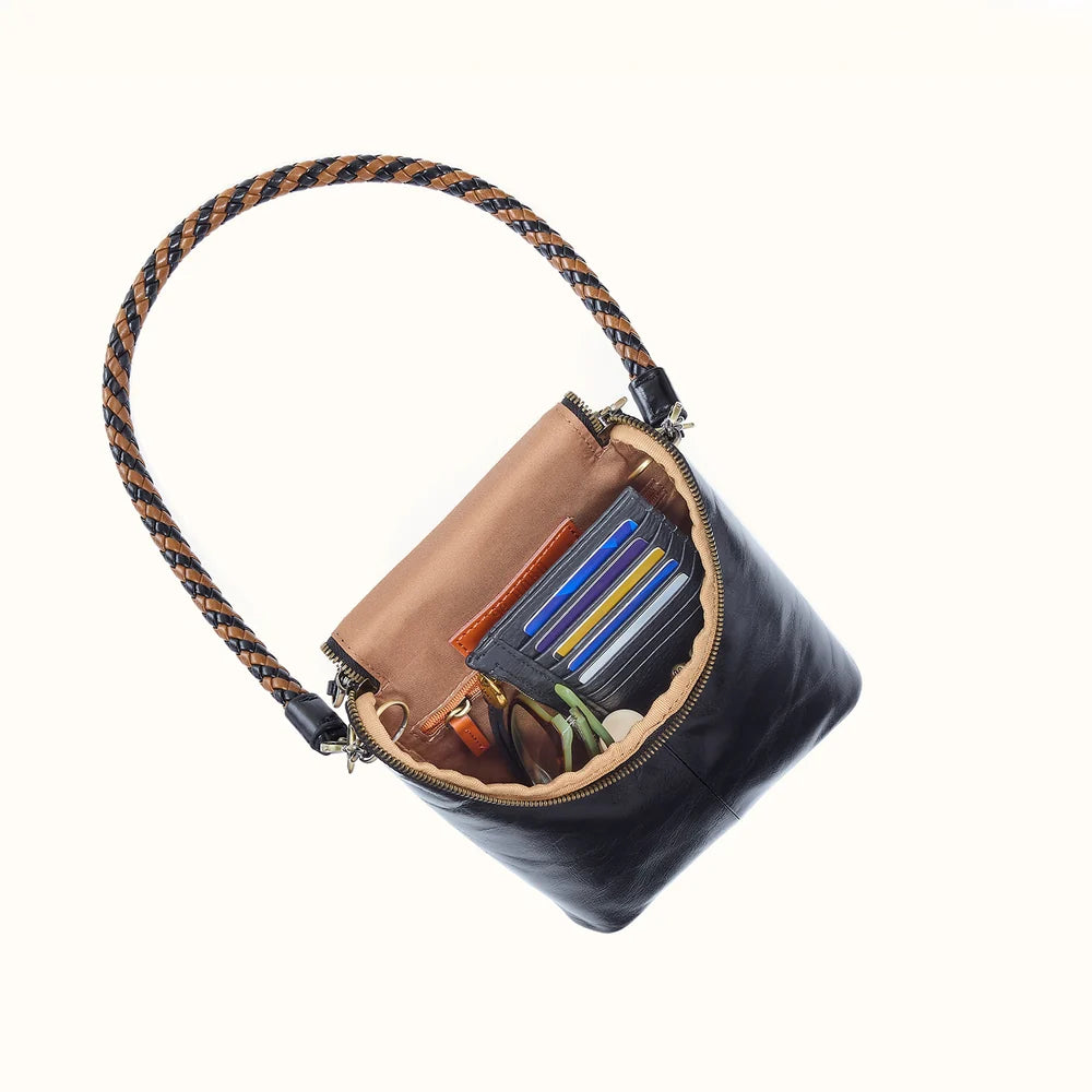 Fern Duo Crossbody in Pebbled Leather- Black