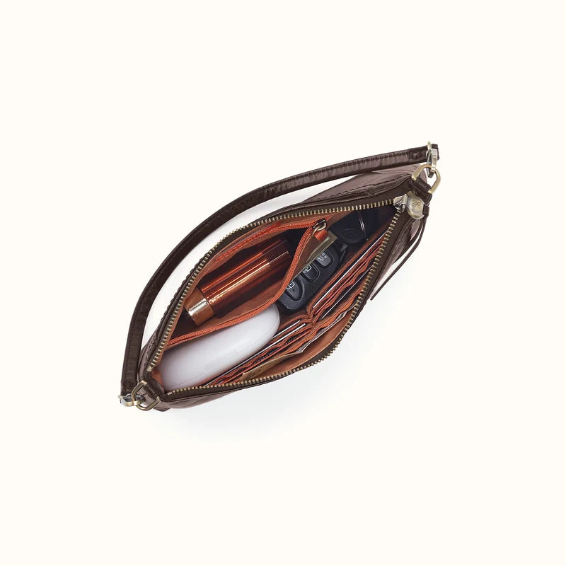 Darcy Carry-All Crossbody in Polished Leather- Black