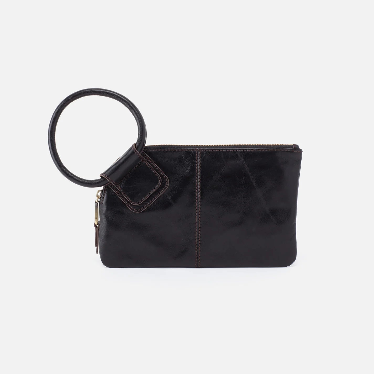 Sable Wristlet In Polished Leather- Black