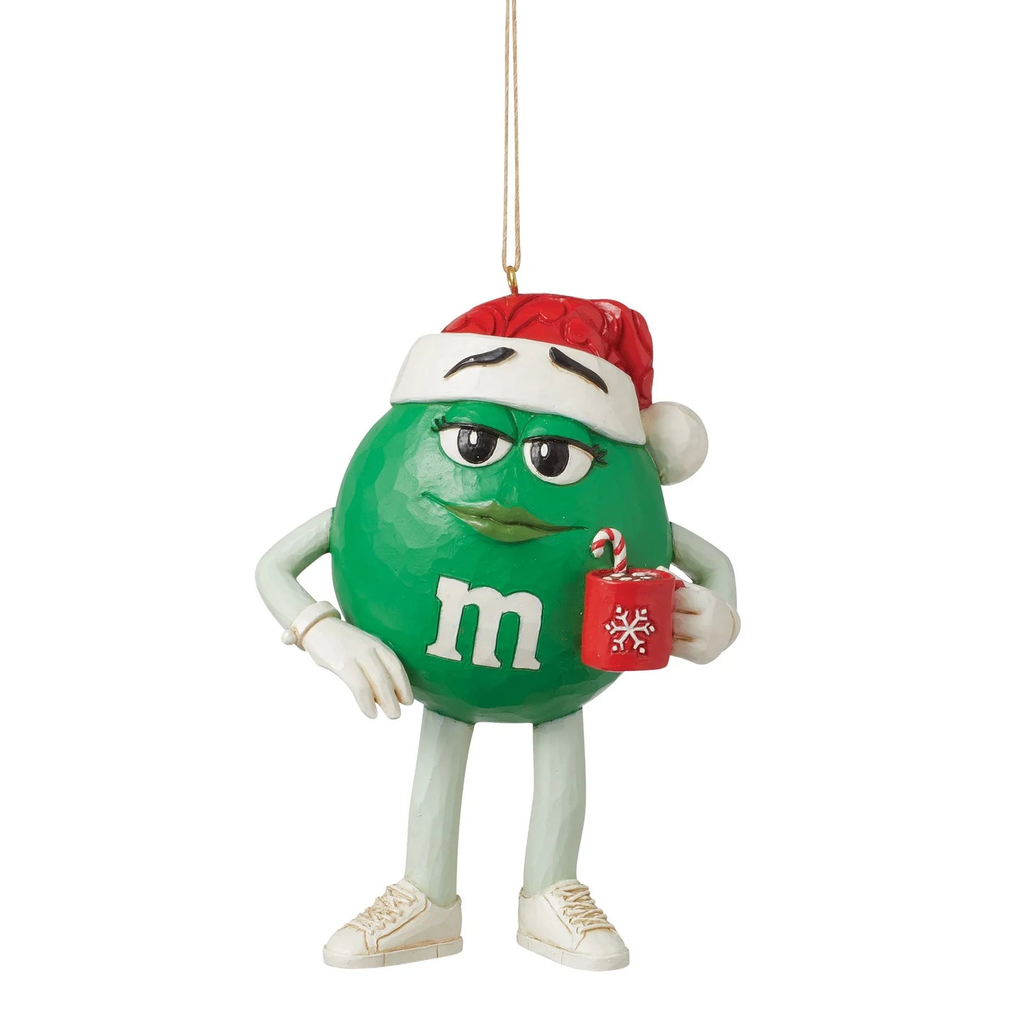 Green M&M with Hat Hanging Ornament