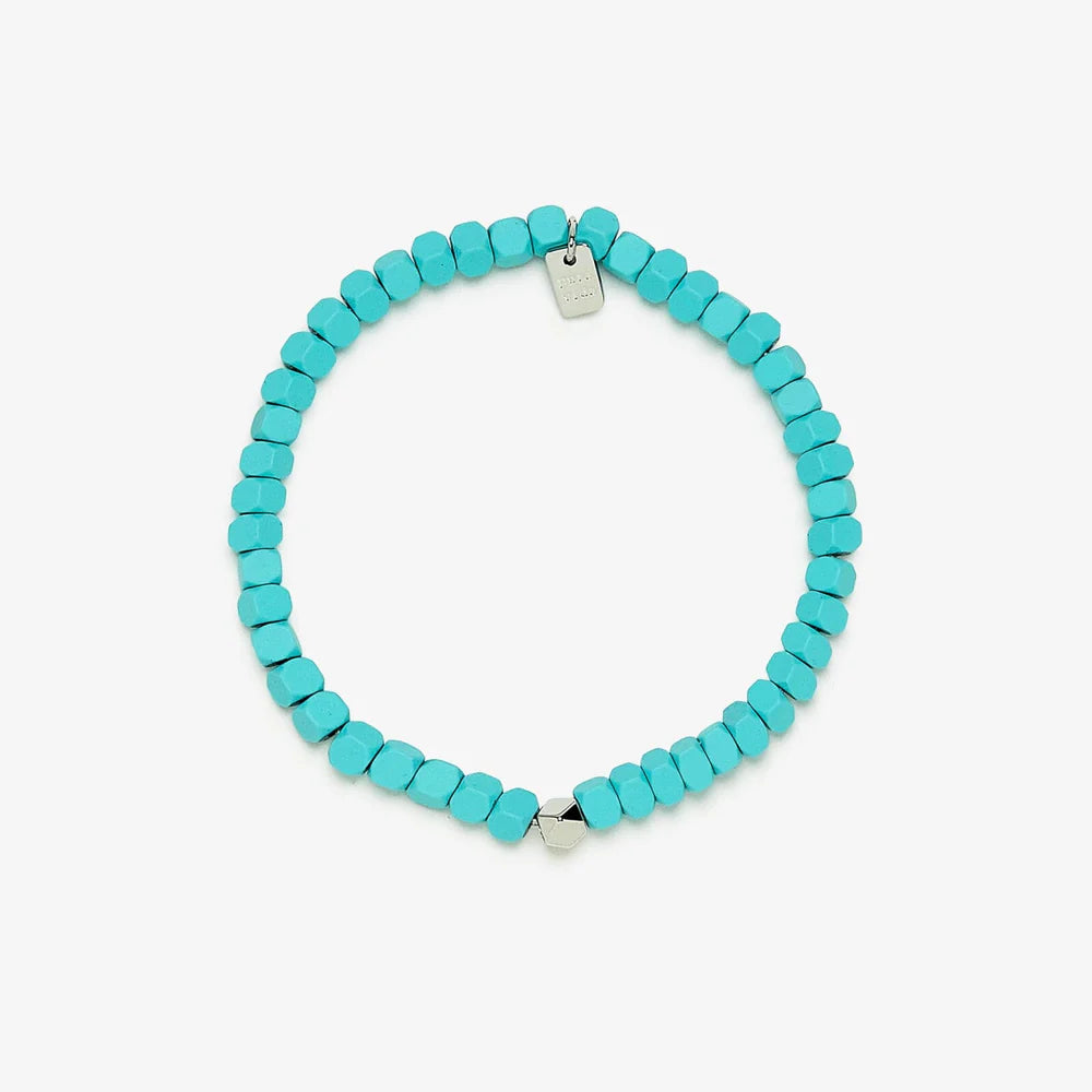 Coated Hematite Stretch Bracelet- Blue