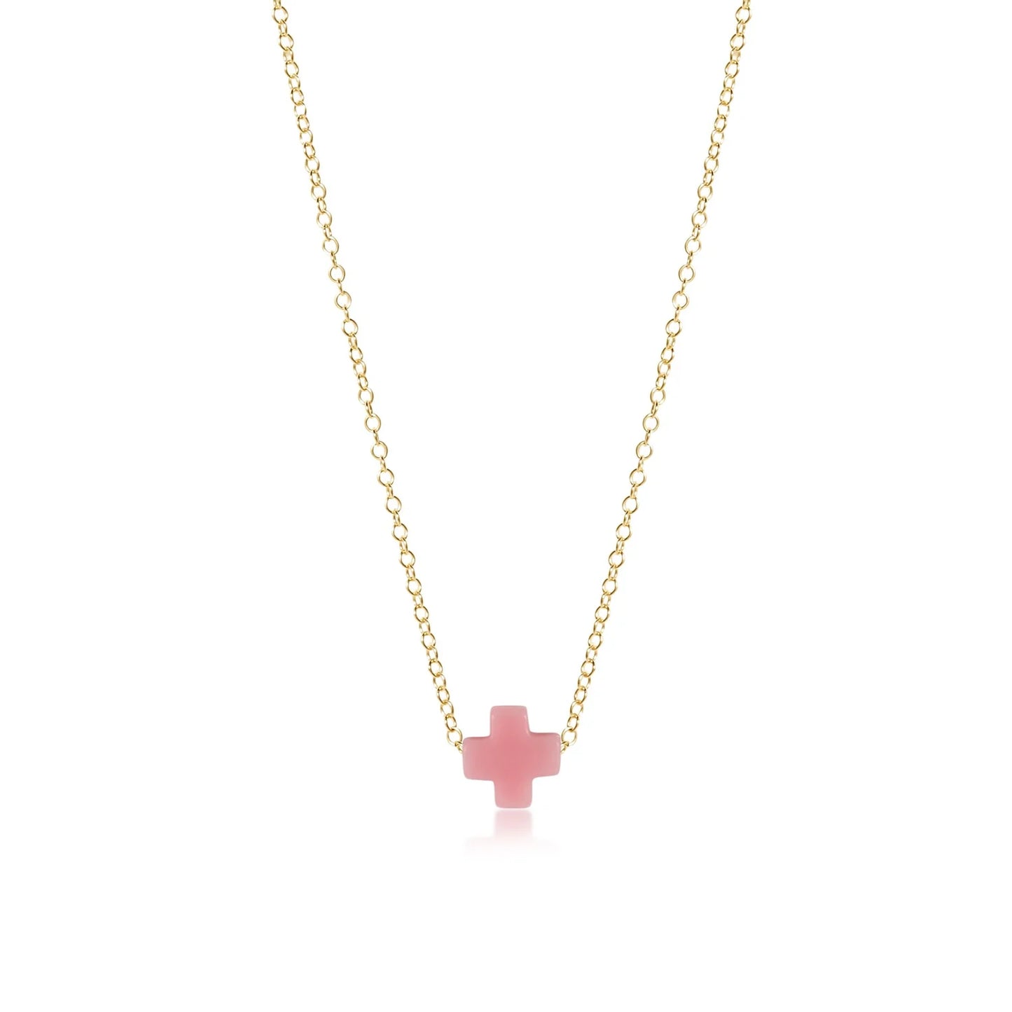 egirl 14" Necklace Gold - Signature Cross- Pink
