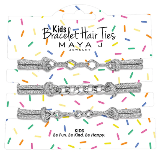 Kids Bracelet Hair Tie Silver Elastic