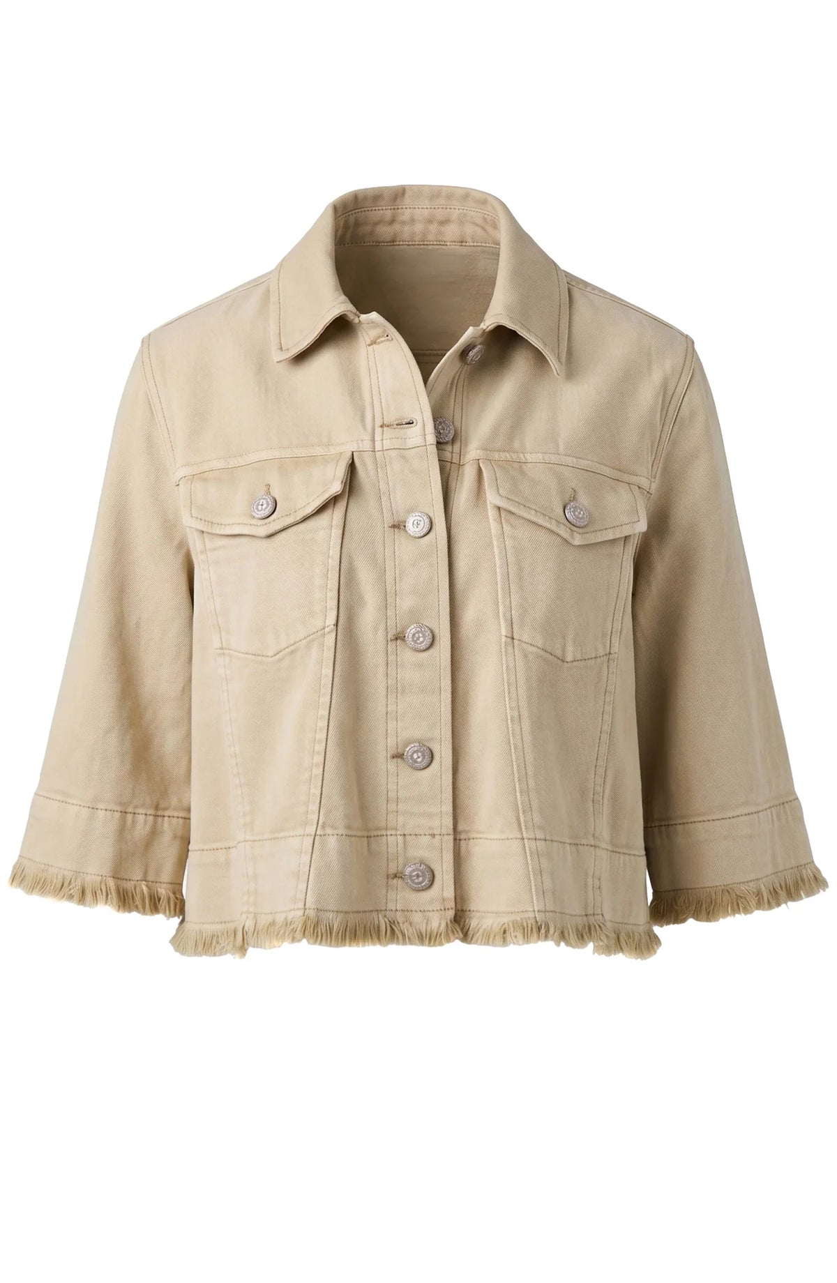 3/4 Sleeve Frayed Flounce Jacket
