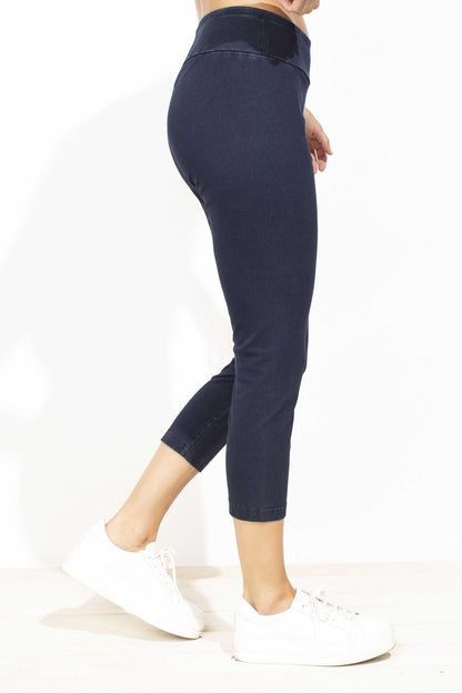 Denim Wash Knit Crop Pant