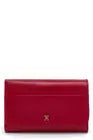 Jill Trifold Wallet In Polished Leather- True Red