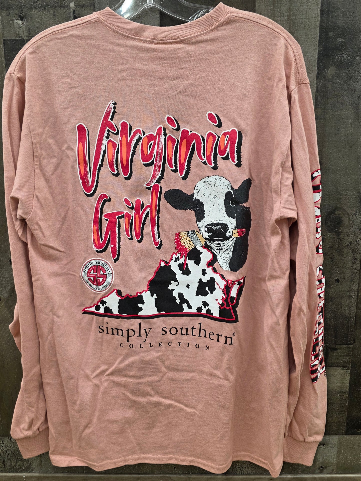 Virginia Girl Cow Print Long Sleeve