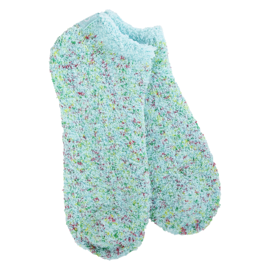 Cozy Low Socks- Aqua Blue Confetti