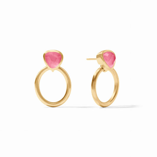 Aquitaine Demi Doorknocker Earring- Iridescent Peony Pink