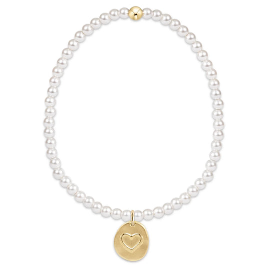 Classic Pearl 3mm Bead Bracelet - Inspire Love Small Gold Charm