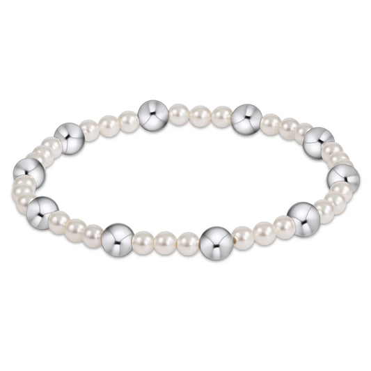 Pearl Sincerity Pattern 4mm Bead Bracelet - 6mm Sterling