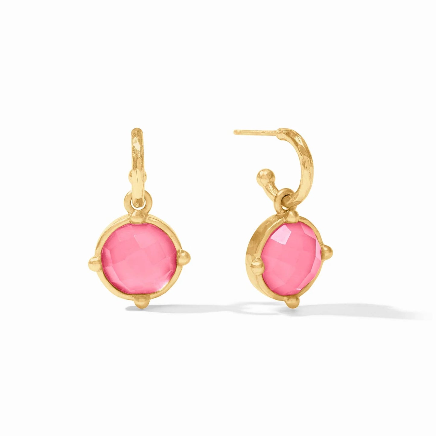 Honeybee Hoop & Charm Earring- Iridescent Peony Pink