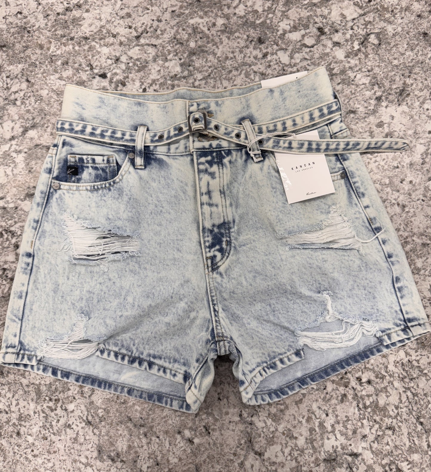 Belted Denim Shorts