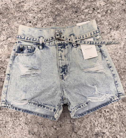 Belted Denim Shorts