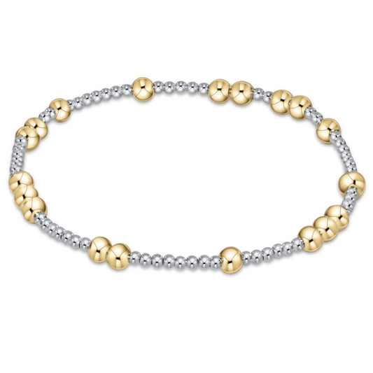 Classic Grateful Pattern 4mm Bead Bracelet - Mixed Metal