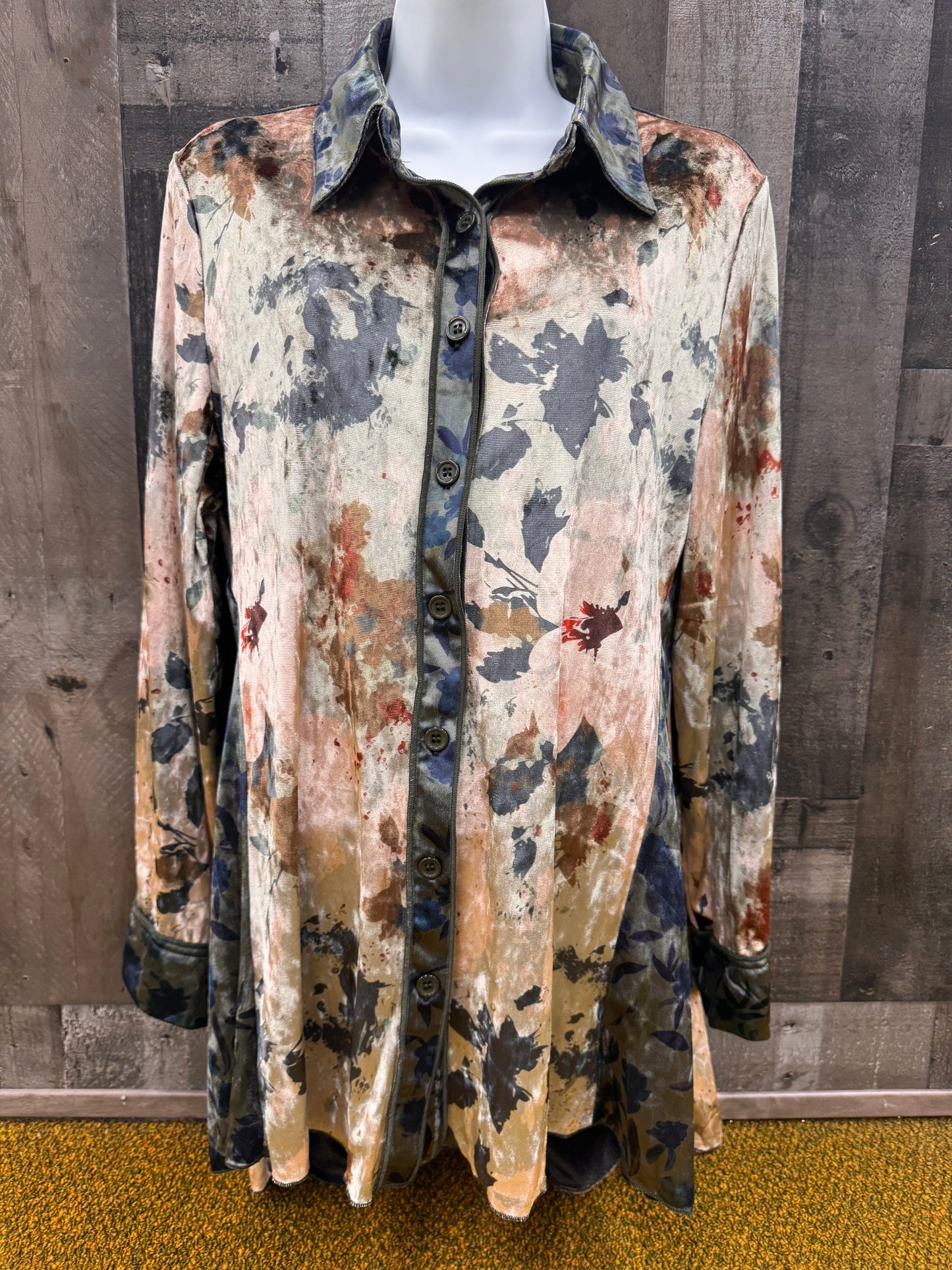 Velvet-Feel Button Down