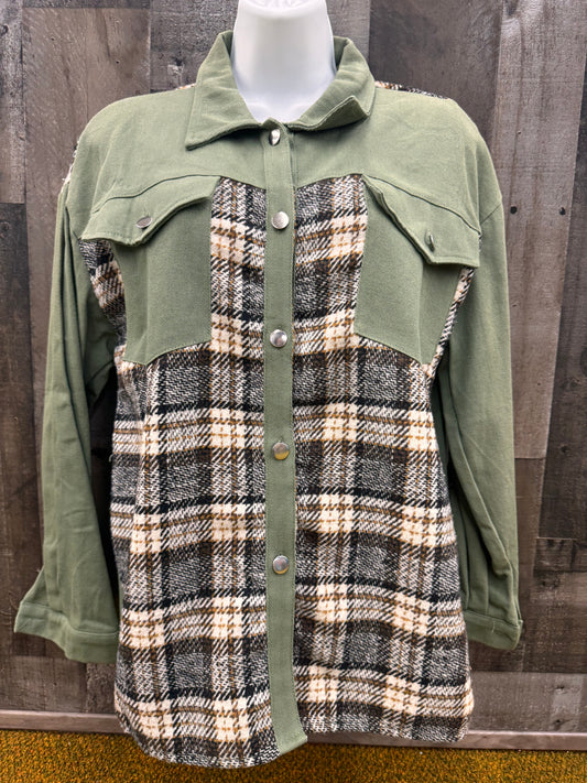 Denim Flannel Button Down Jacket