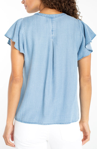 Flutter Sleeve Popover Blouse With Pintucks