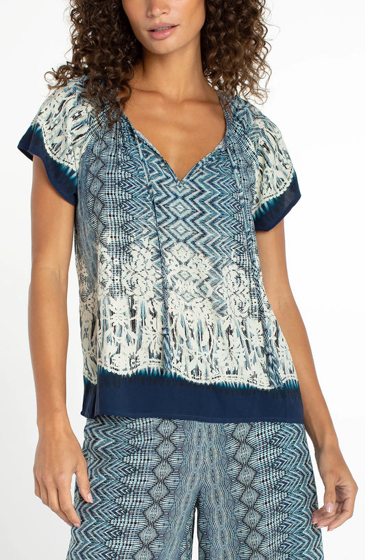 Woven Top With Front Tie