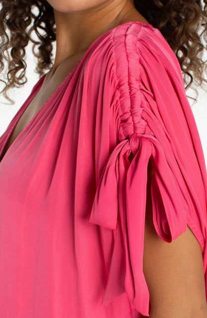 Dolman V-neck Woven Top W/ Ties