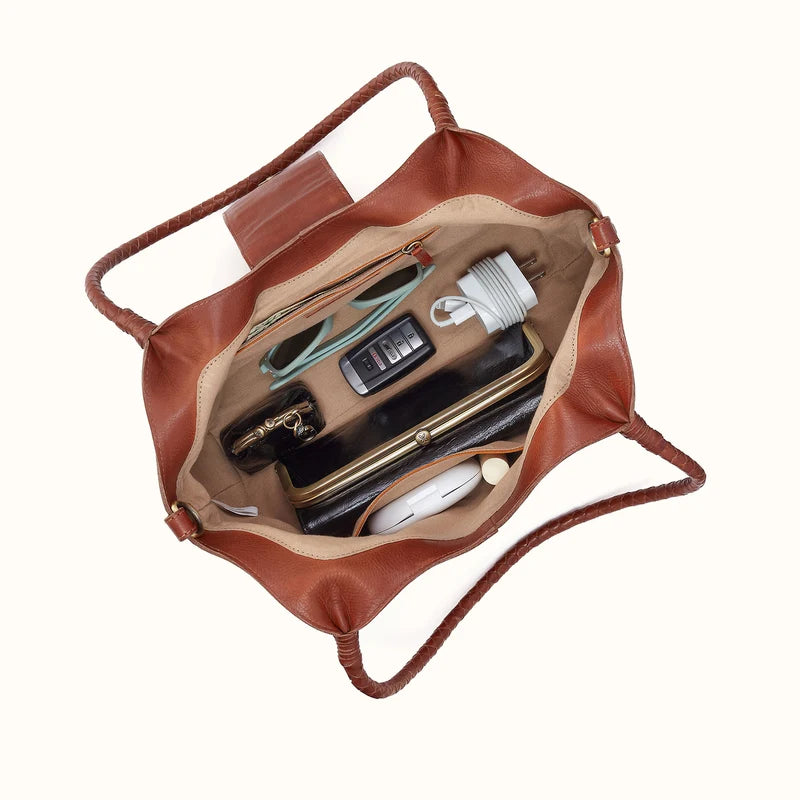 Foundery Small Tote in Washed Leather- Kindling Brown
