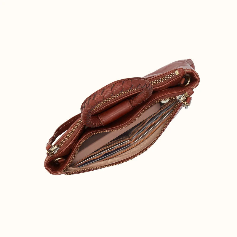 Sable Crossbody in Washed Leather- Kindling Brown