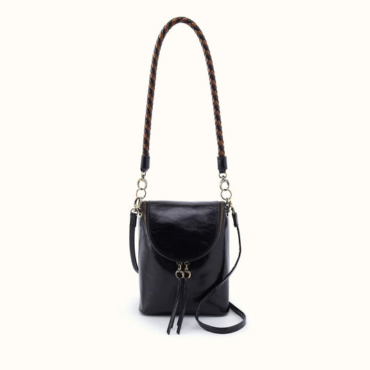 Fern Duo Crossbody in Pebbled Leather- Black