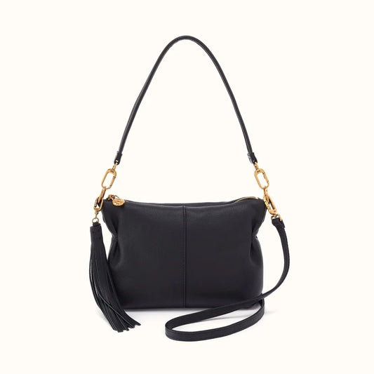 Kori Crossbody Shoulder in Pebbled Leather- Black