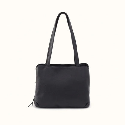 Starr Convertible Shoulder Bag in Pebbled Leather- Black