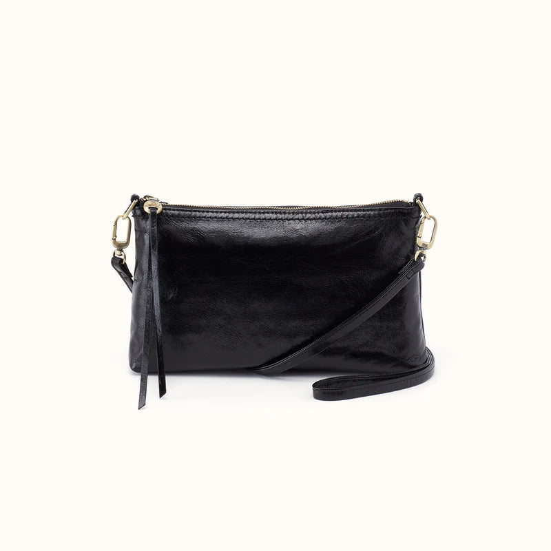 Darcy Carry-All Crossbody in Polished Leather- Black