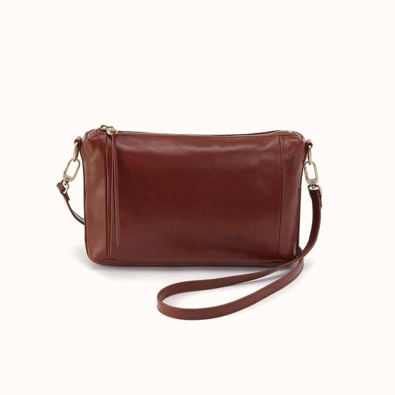 Darcy Carry-All Crossbody in Polished Leather- Harvest Root