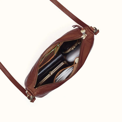 Darcy Carry-All Crossbody in Polished Leather- Harvest Root