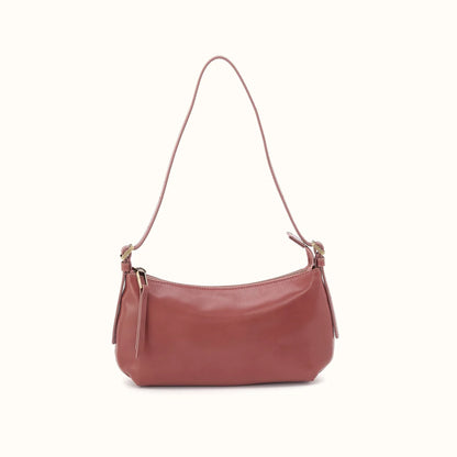 Scottie Slim Shoulder Bag in Pebbled Leather- Rosewood