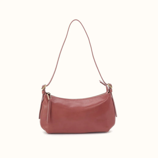 Scottie Slim Shoulder Bag in Pebbled Leather- Rosewood
