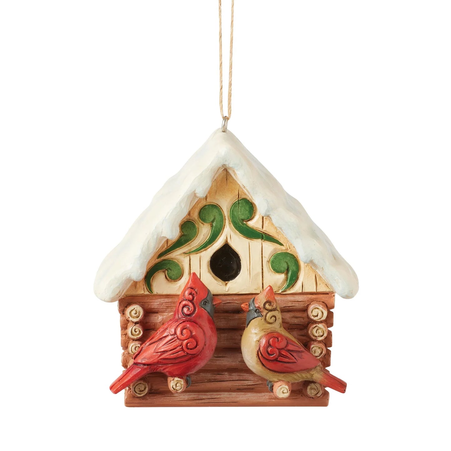 Lodge Log Cabin w/ Birds Ornament