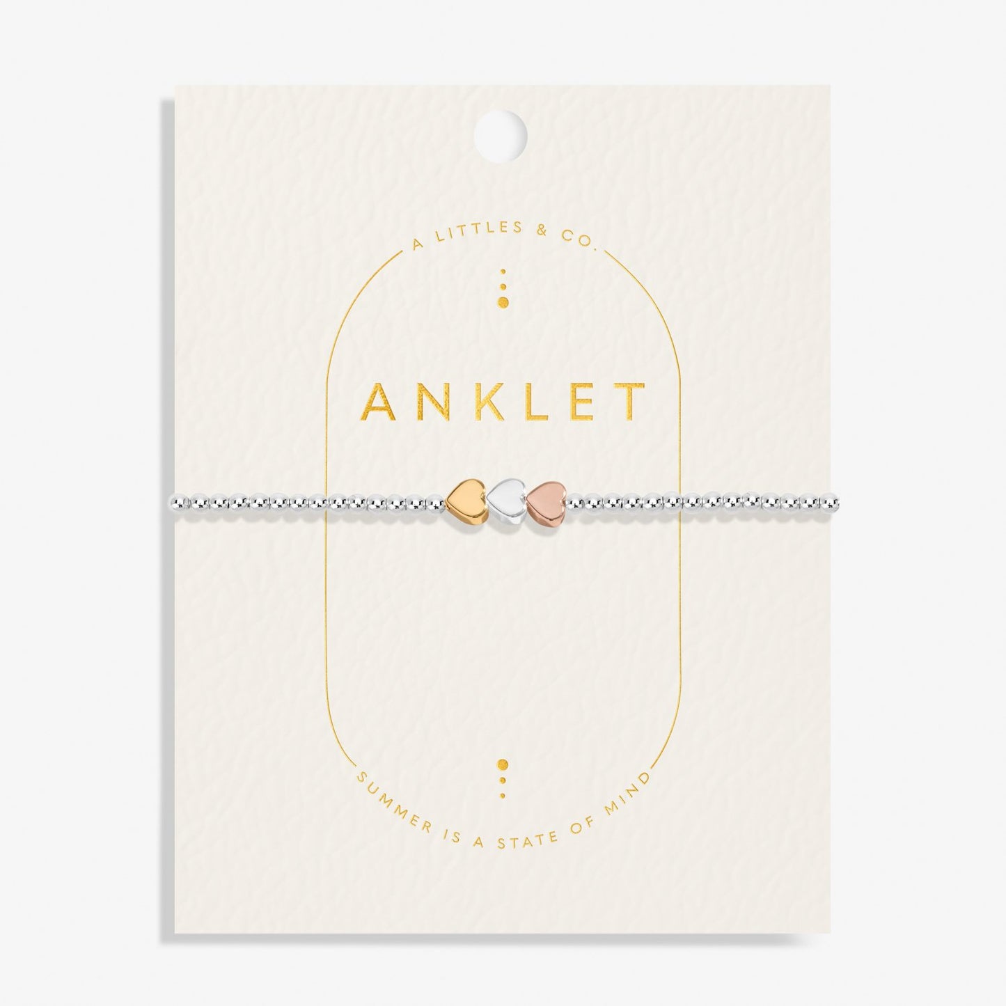 Anklet- Three-Tone Hearts