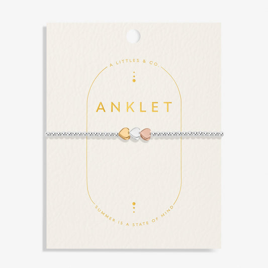 Anklet- Three-Tone Hearts