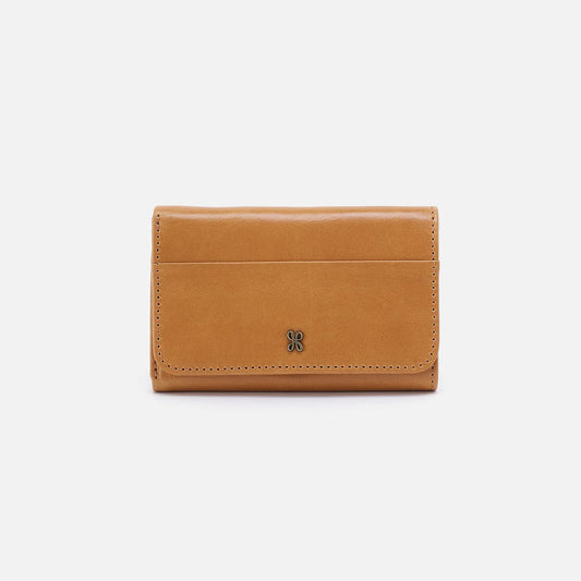 Jill Trifold Wallet In Polished Leather- Natural