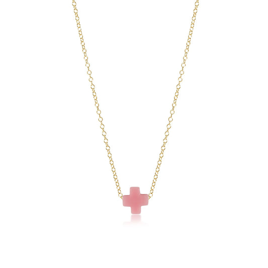 egirl 14" Necklace Gold - Signature Cross- Pink
