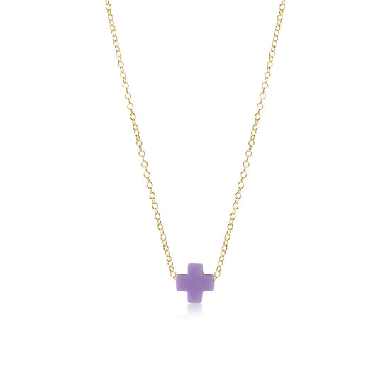 egirl 14" Necklace Gold - Signature Cross- Purple