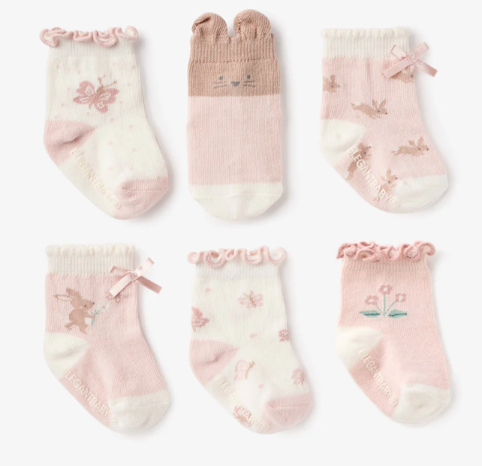 Garden Picnic Non Slip Baby Socks- 6 pack