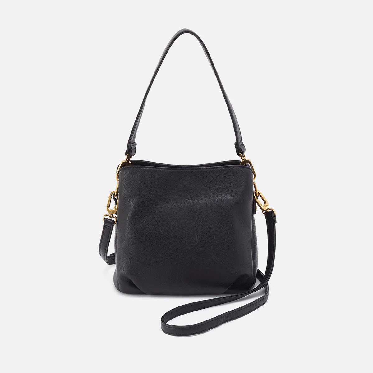 Starr Convertible Shoulder Bag- Polished Leather Black
