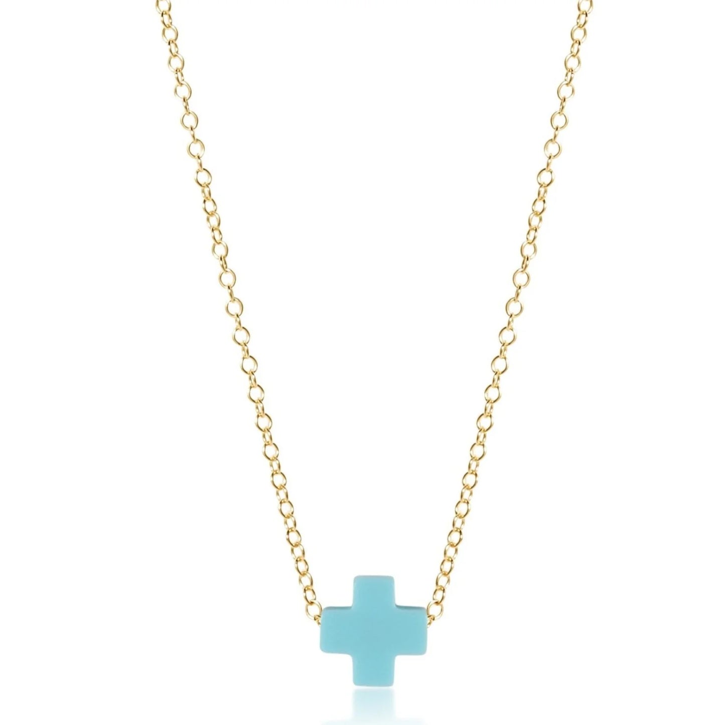 egirl 14" Necklace Gold - Signature Cross- Turquoise