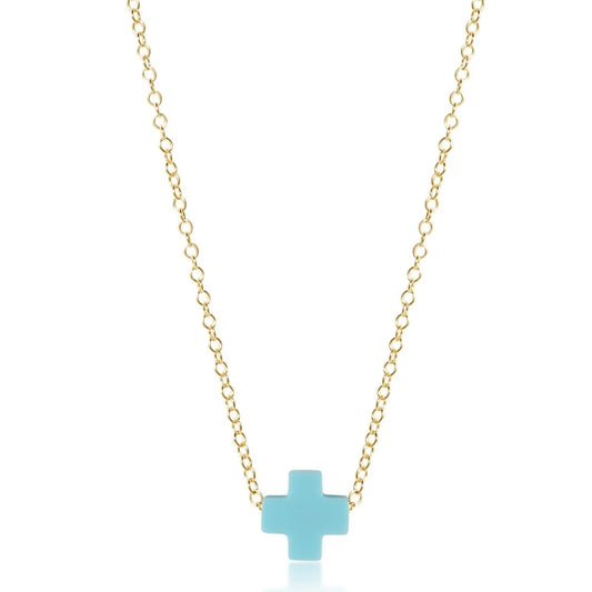 egirl 14" Necklace Gold - Signature Cross- Turquoise