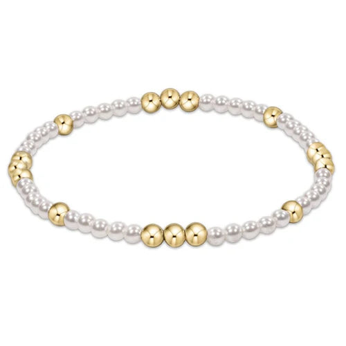 Worthy Pattern 3mm Bead Bracelet - Pearl