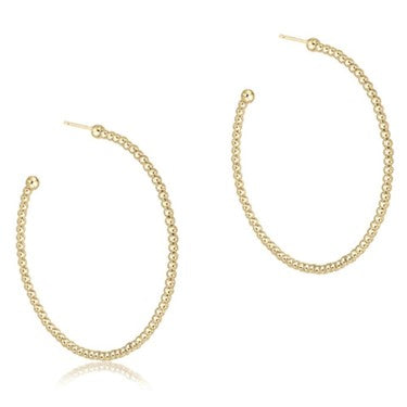 Beaded Classic Post Hoop - 2mm Gold